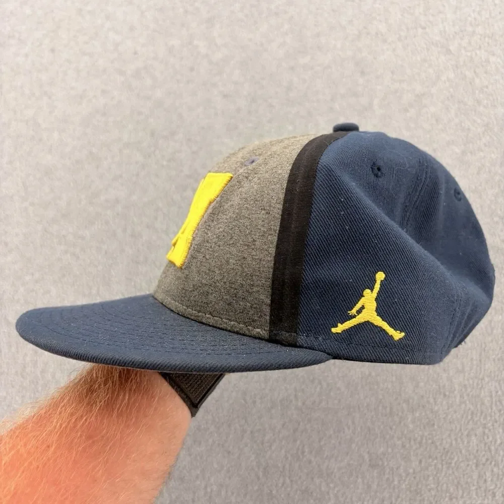 Jordan Michigan Wolverines Adjustable Hat Navy Gray Jumpman NCAA Cap OSFM